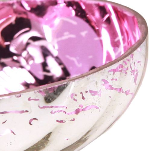 Floristik24 Úszó tál teamécses tartó üveg ezüst lila Ø7cm 3db