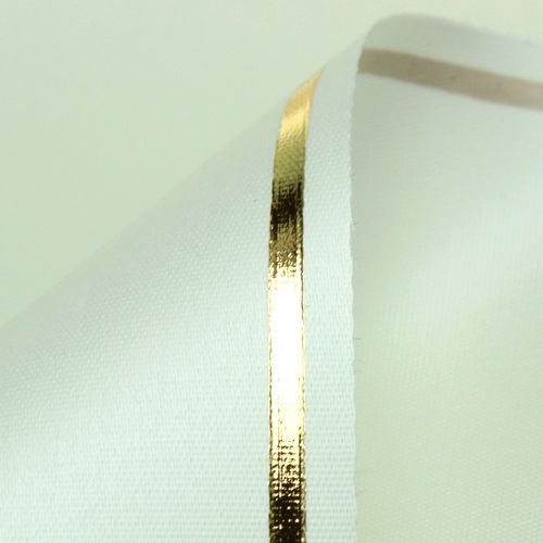 tételeket Krémszínű koszorú szalag arany szegéllyel, szuperszatin, 125 mm széles, 25 m hosszú - Vízálló, ideális számítógépes nyomtatáshoz és környezetbarát