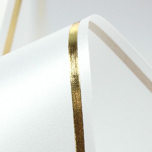 tételeket Fehér koszorú szalag arany szegéllyel számítógépes nyomtatáshoz, szatén szalag, vízálló, 25m x 125mm