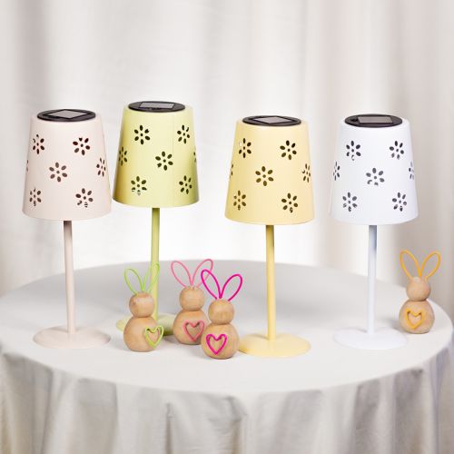 Napelemes asztali lámpa virágmintával erkélyre, teraszra vagy kertbe, 28 cm | Floristik24.hu
