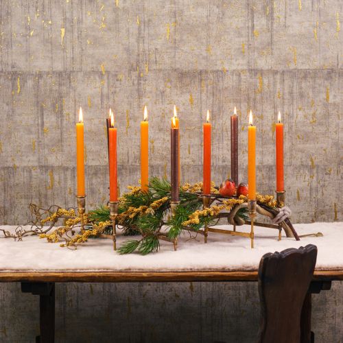 tételeket Antik pálcás gyertyatartó 10 db arany gyertyához 46×46cm H16,5cm