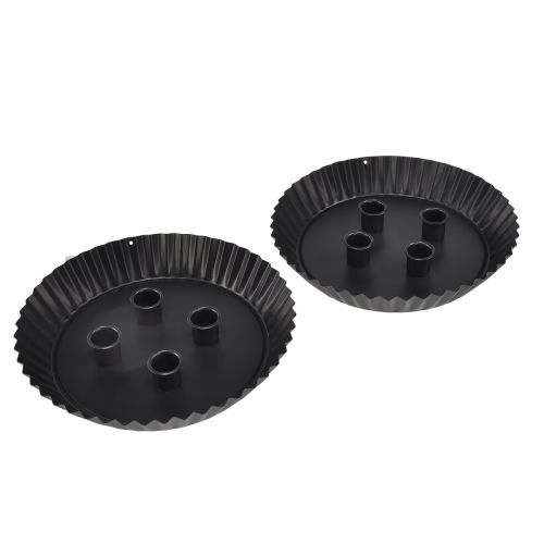 tételeket Fém torta alakú gyertyatartó – Fekete, Ø 24 cm – Elegáns asztaldísz 4 gyertyához – 2 darab