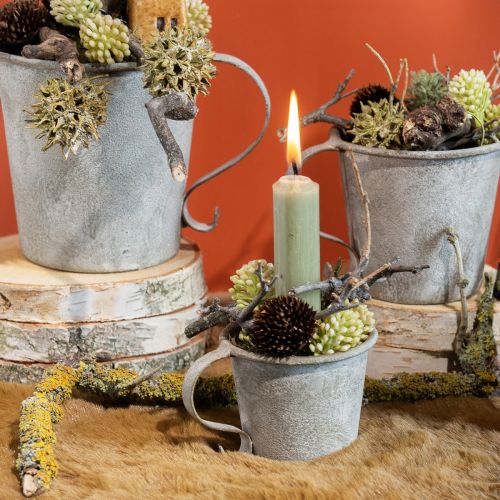 Kúpos gyertyatartó vintage pohár fémszürke Ø7cm H6cm 2db