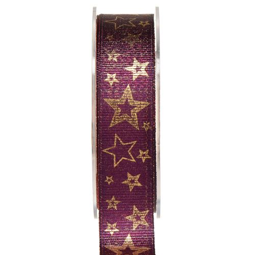 Floristik24 Star Ribbon Karácsonyi Szalag Lila Arany Glamour W25mm L15m