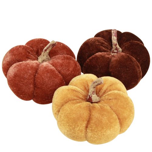 Floristik24 Szövet sütőtök sütőtök dekoráció sárga barna bársonyos Ø7cm 9 db