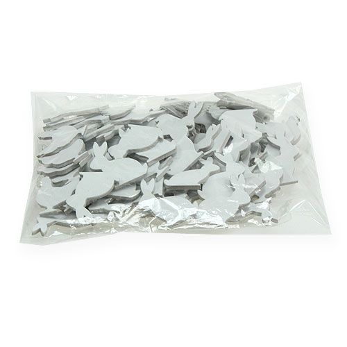 Floristik24 Szórható dekoráció húsvéti csirke, nyúl fehér 4cm 96db