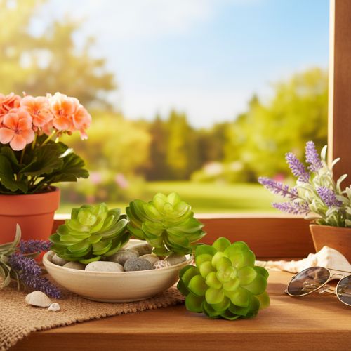 Mesterséges pozsgás növény, zöld, dekorációnak tálban vagy vázában, 10 cm, 4 darab | Floristik24.hu
