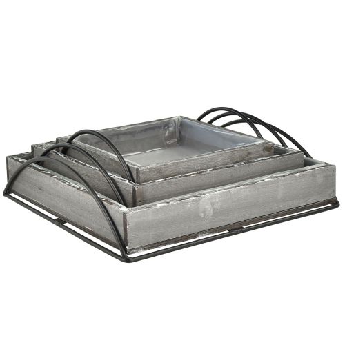 tételeket Sokoldalú szürke fa tálcák készlete - Különféle méretek - Stílusos tárolási és tálalási megoldás - 3 darabos készlet