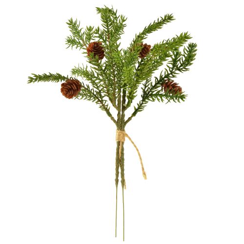 tételeket Műfenyőág természetes tobozokkal, juta karácsonyfadísz, 28 cm, 4 darabos szett