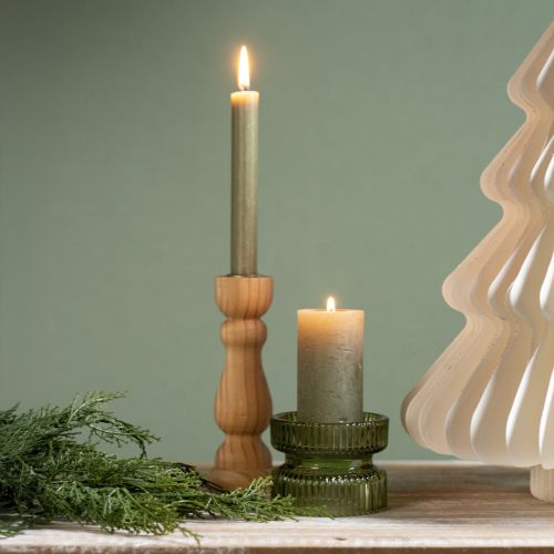 tételeket Gyertyatartó üveg díszbordás zöld Ø9cm H7cm 4 db