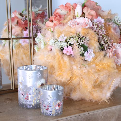 tételeket Gyertyatartó üveg mákos pillangó színű 8cm 4 db