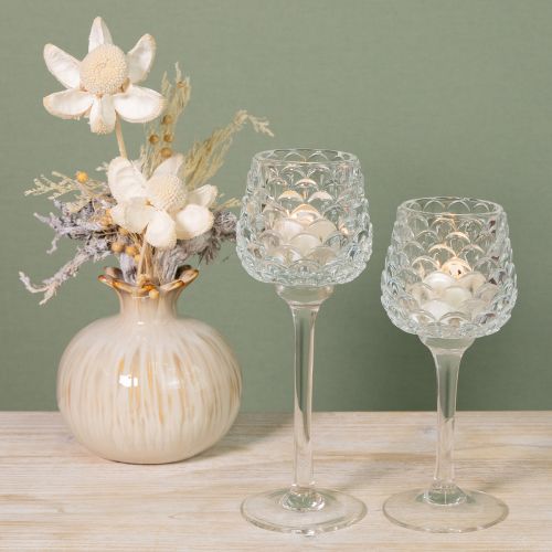 tételeket Üveg mécsestartó talppal, kúp alakú, 19,5/22,5 cm, 2 db-os szett