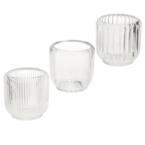 tételeket Gyertyatartó gyertyatartó üveg átlátszó Ø8cm H8cm 6 db