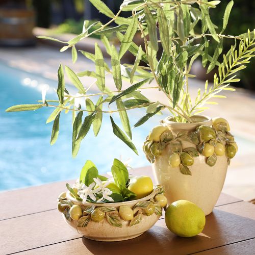 tételeket Kerámia tál citrommal – Mediterrán dekoratív tál asztalhoz és konyhához Ø21,5cm H8,5cm