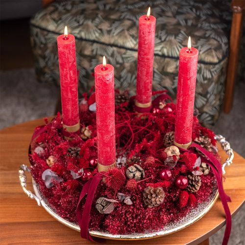 tételeket Dekoratív koszorú, szárított virágok, Bordeaux Lepidium, fali dekoráció, elegáns, natúr, Ø33cm