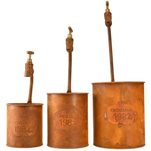 Ültetős patinás dekoratív fém csappal H25/37/43cm 3 db-os készlet | Floristik24.hu
