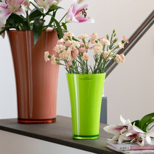 Floristik24 Váza, zöld virágváza, dekoratív váza, szénsavas olajbogyó színben, Ø16,5 cm, M27 cm