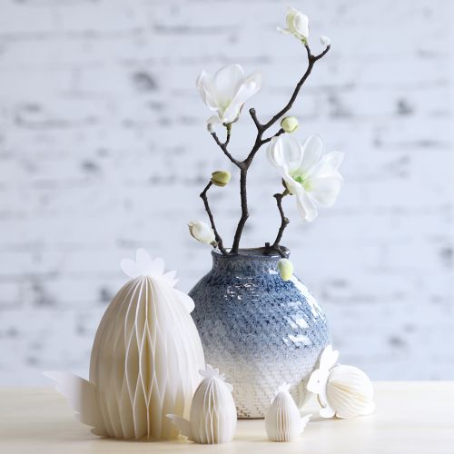 Floristik24 Kerámia váza mázas kék-fehér fonott megjelenés H18,5cm