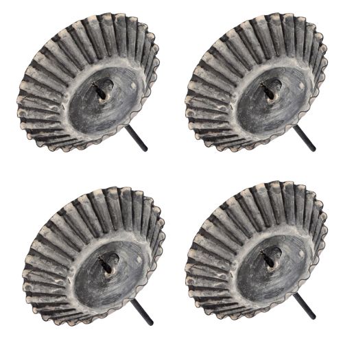 tételeket Vintage gyertyatartó oszlopos gyertyákhoz behelyezhető szürke Ø8,5cm 4 db