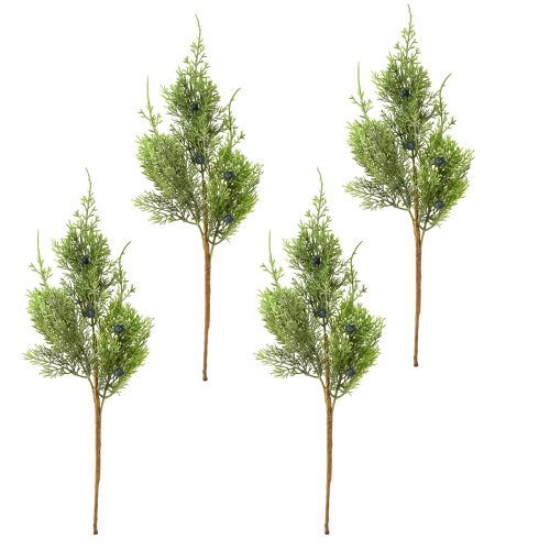 tételeket Műborókaágak bogyókkal, zöld és kék, 42 cm, 4 darabos szett, karácsonyi díszek