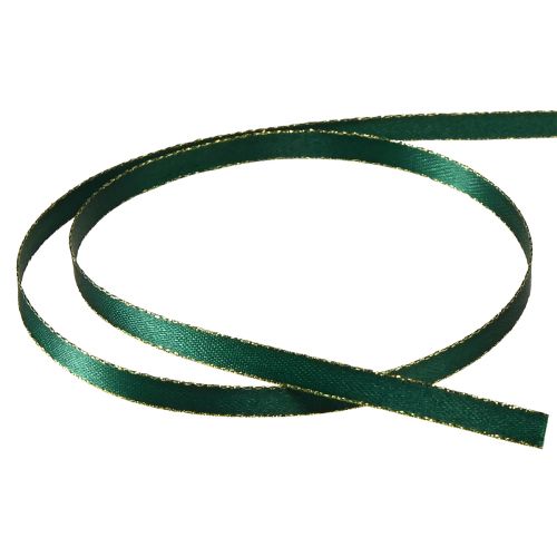 Floristik24 Karácsonyi szalag szatén szalag díszszalag zöld arany 6mm 50m