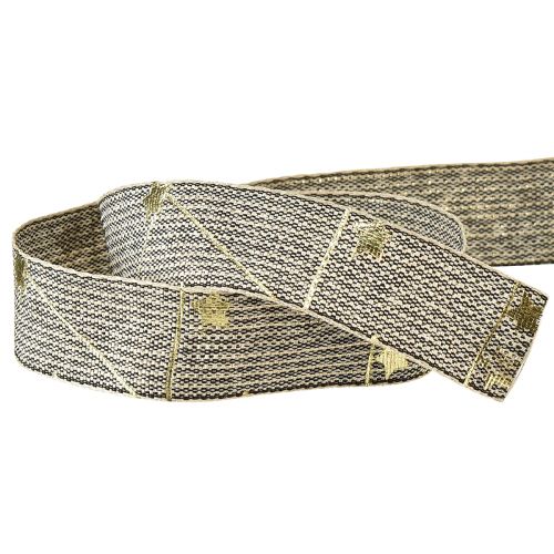 tételeket Karácsonyi szalag csillag szalaggal fekete fehér arany 25mm 18m