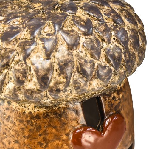 Floristik24 Lámpás makkbarna, 15,4cm - Rusztikus őszi dekoráció szív motívummal