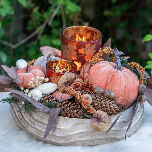 Floristik24 Lámpás üveglevelekből barna pezsgő Ø7,5cm 6 db