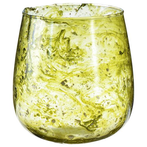 Floristik24 Szélfény üvegdísz vintage sárga zöld Ø12cm H12,5cm