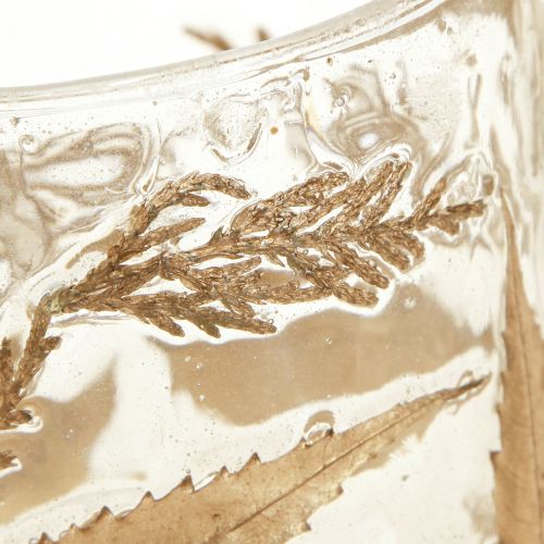 Floristik24 Lámpás üveg arany színű levelekkel Ø7,5cm H8,5cm 2db