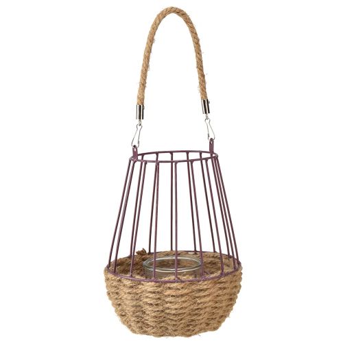 tételeket Lámpás fogantyúval és üveg lila natúr Ø18cm H22cm