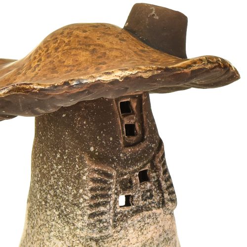 Floristik24 Varázslatos gombás házlámpások – rusztikus kerámia, barna, 14,5 cm – 2 db-os egyedi világítási dekorációs csomag