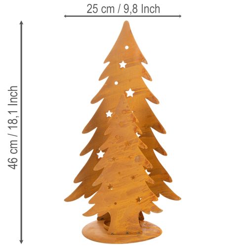 Karácsonyfa lámpás, rusztikus fémdísz, karácsonyi, Ma: 46 cm, Szé: 25,5 cm | Floristik24.hu