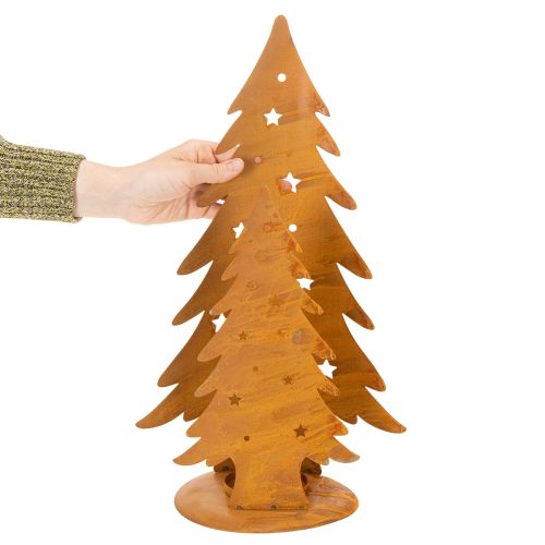 Karácsonyfa lámpás, rusztikus fémdísz, karácsonyi, Ma: 46 cm, Szé: 25,5 cm | Floristik24.hu