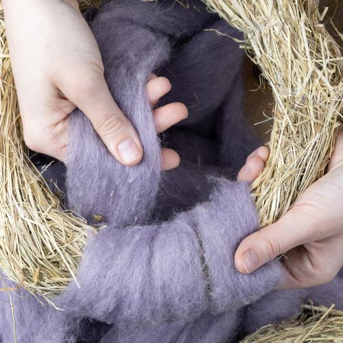 tételeket Gyapjúzsinór, világoslila gyapjúszalag, 10 m díszgyapjú virágkötészethez és kézművességhez