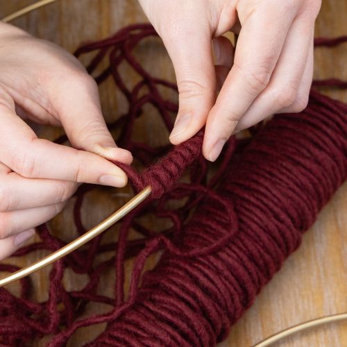 tételeket Kanócfonal, gyapjúzsinór, Bordeaux, 55m-es madzag, virágkötészet, kézművesség, barkácsolás