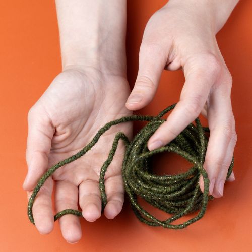 tételeket Zöld gyapjúzsinór arany cérnával, 5m x 5mm dróttal, díszítéshez és kézműveskedéshez