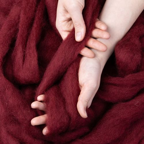 tételeket Gyapjúzsinór, díszes gyapjú, sötétvörös, 10 m-es gyapjúszalag virágkötészethez és kézművességhez