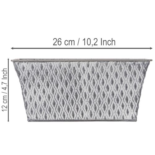 Cink tál rombusz mintával, 26cm x 15.5cm | Floristik24.hu