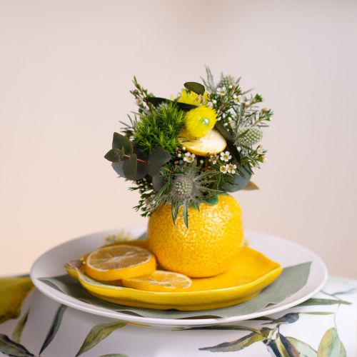 Floristik24 Citromos dekoratív váza kerámia virágcserép sárga Ø8,5cm