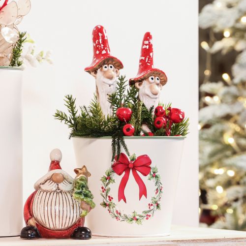 Ragasztós törpefigura, hosszú szakállal és gomba alakú kalappal, díszítéssel, 17cm, 2 darab | Floristik24.hu