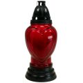 Floristik24 Sír könnyű üveg szív gravírozás sírlámpás piros Ø11cm H26cm