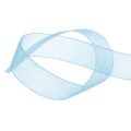 Floristik24 Organza szalag ajándék szalag világoskék szalag kék szegély 15mm 50m