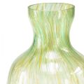 Floristik24 Dekoratív váza üveg virágváza sárga zöld mintás Ø10cm H25cm