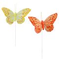Floristik24 Dísz pillangók dróttollan narancssárga 7×11cm 12db