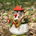 Floristik24 Szerető kerámia házak - szív alakú, piros és natúr, 17,5 cm - romantikus otthoni dekoráció, 2 db