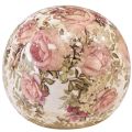 Floristik24 Kerámia golyó rózsa motívummal kerámia dekoratív cserépedény 12cm