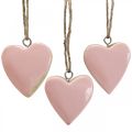 Floristik24 Függesztett fa szívek dekoratív szívek rózsaszín Ø5-5,5cm 12db