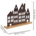 Házsor dekoráció, fém, fa talppal, 30cm | Floristik24.hu