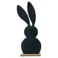 Floristik24 Asztali dekoráció Húsvéti nyuszi díszítés fekete filc szívvel 45cm 3db
